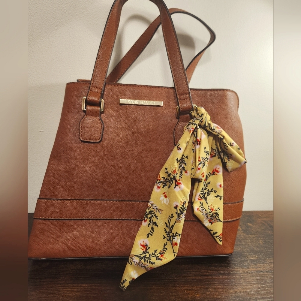 Steve Madden Brown Tote with Floral Accent
